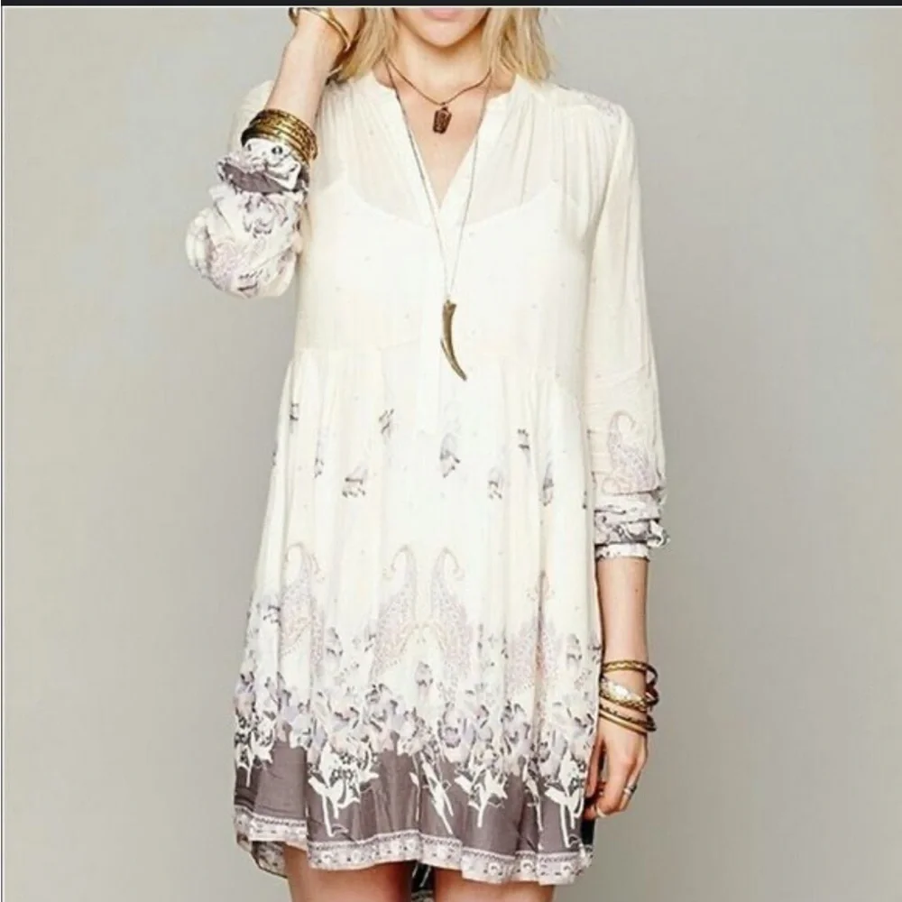 Free People Cream Long Sleeve Sundress Small